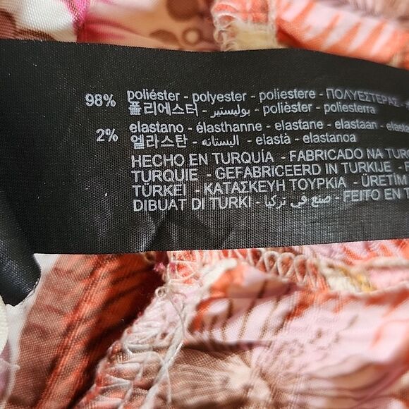 Zara Long Sleeved Floral Tiered Swing Mini Dress, Red Pink Mustard, XS - Picture 7 of 10